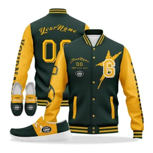 Gift Ideas,Custom Green Yellow Green Bay Jacket and Sports Shoes Combo Offer Personalized Combo ZH-D020294-13