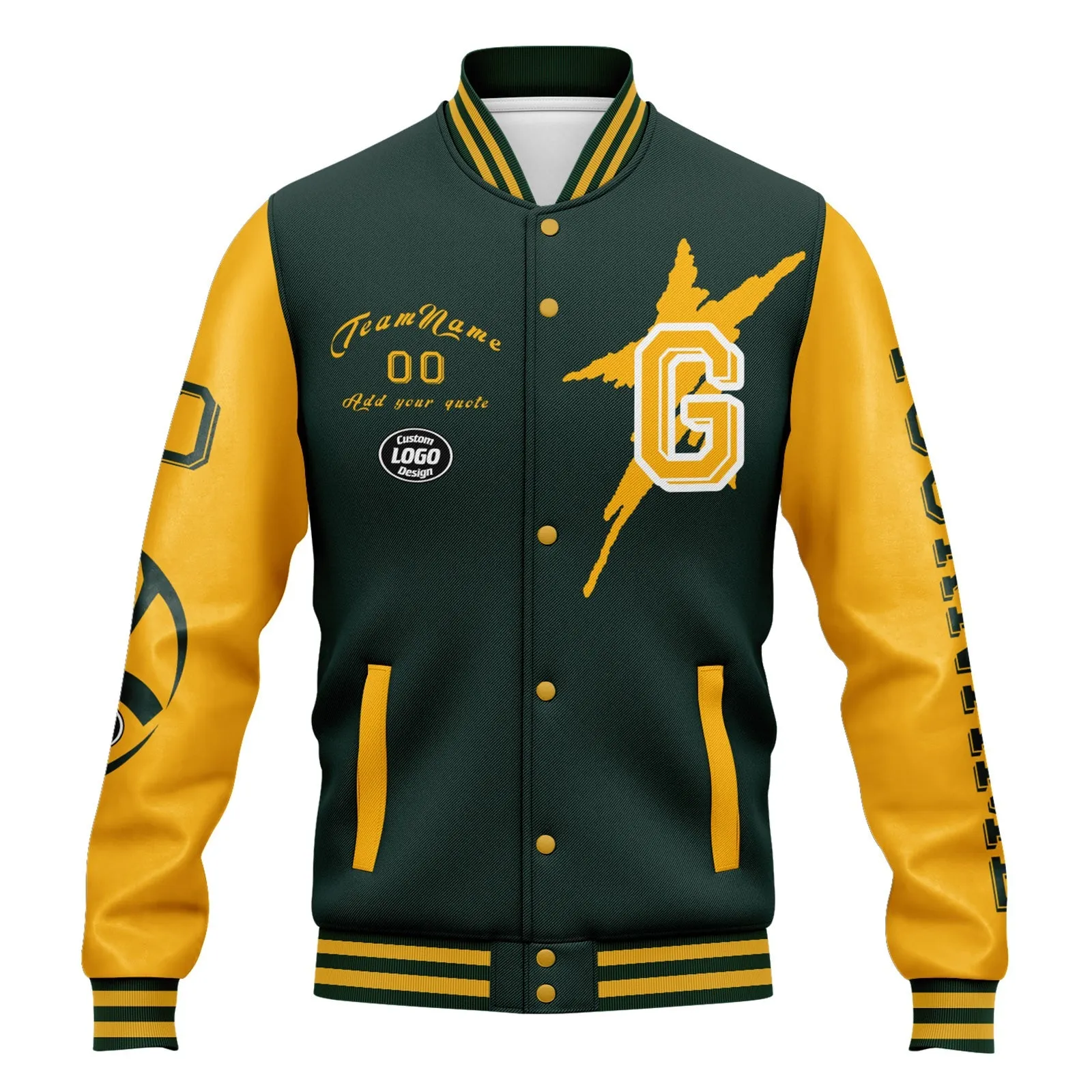 Gift Ideas,Custom Green Yellow Green Bay Jacket and Sports Shoes Combo Offer Personalized Combo ZH-D020294-13