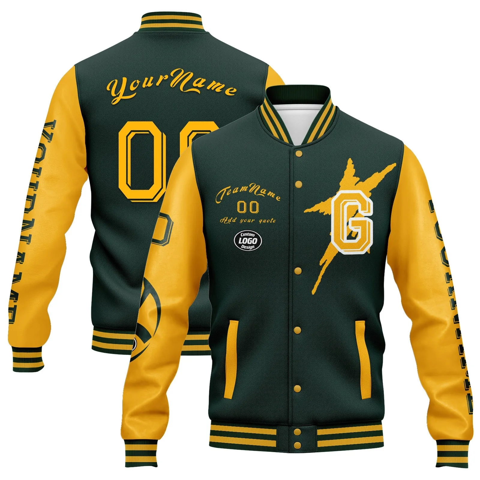 Gift Ideas,Custom Green Yellow Green Bay Jacket and Sports Shoes Combo Offer Personalized Combo ZH-D020294-13