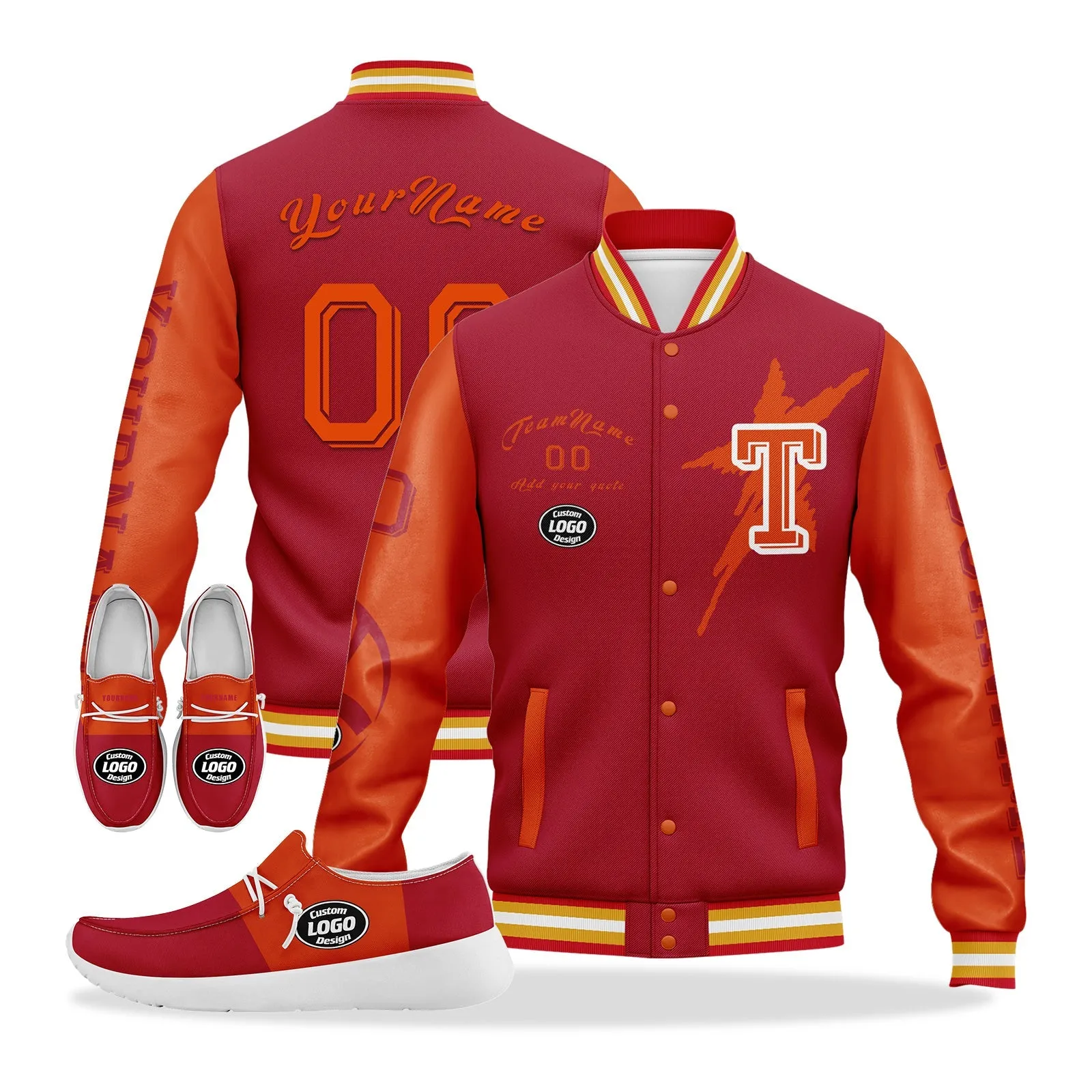 Gift Ideas,Custom Red Orange Tampa Bay Jacket and Sports Shoes Combo Offer Personalized Combo ZH-D020294-29