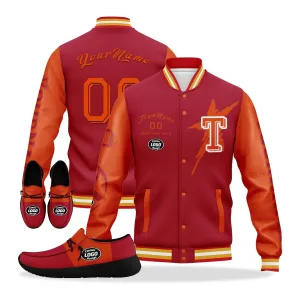 Gift Ideas,Custom Red Orange Tampa Bay Jacket and Sports Shoes Combo Offer Personalized Combo ZH-D020294-29