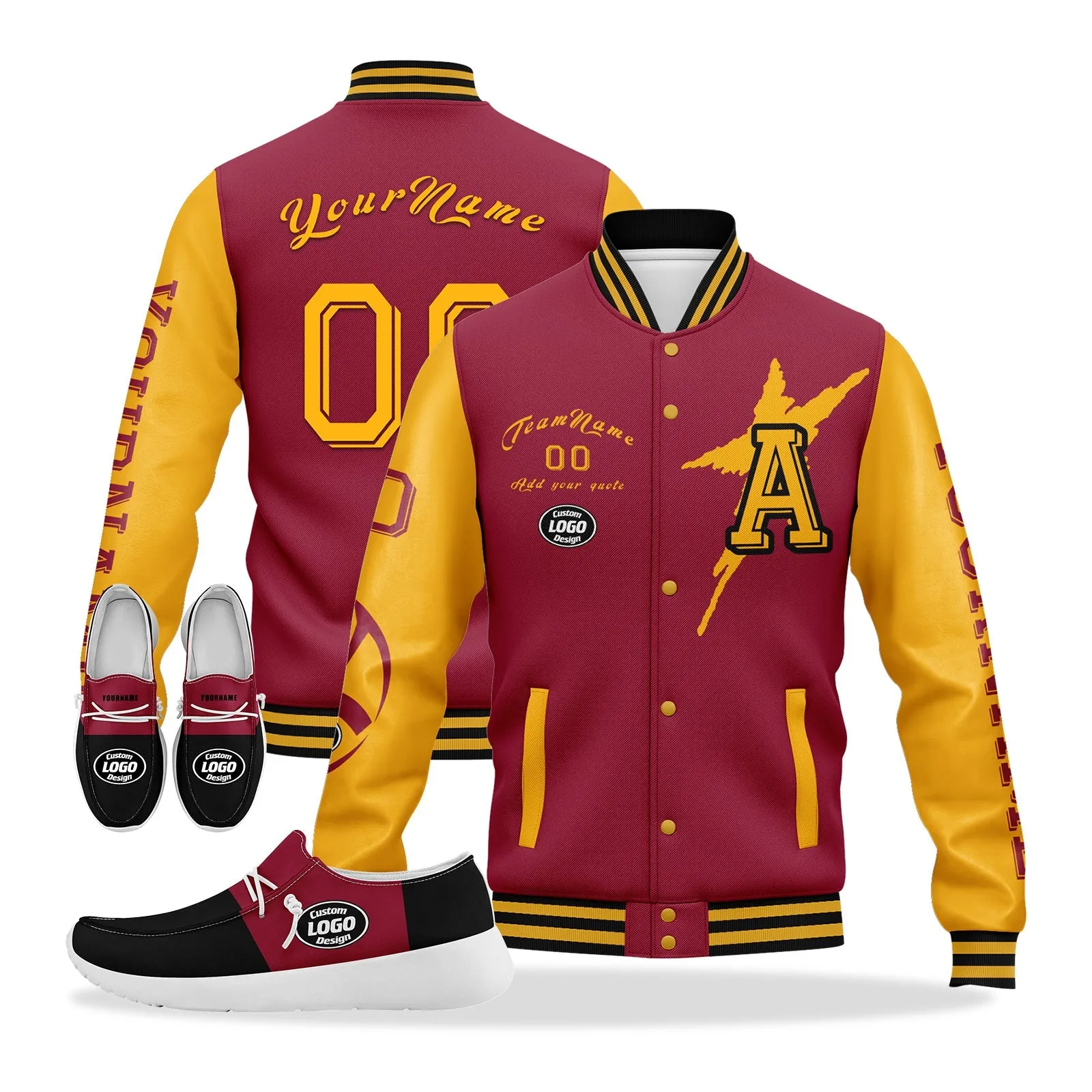 Gift Ideas,Custom Red Yellow Black Arizona Jacket and Sports Shoes Combo Offer Personalized Combo ZH-D020294-1