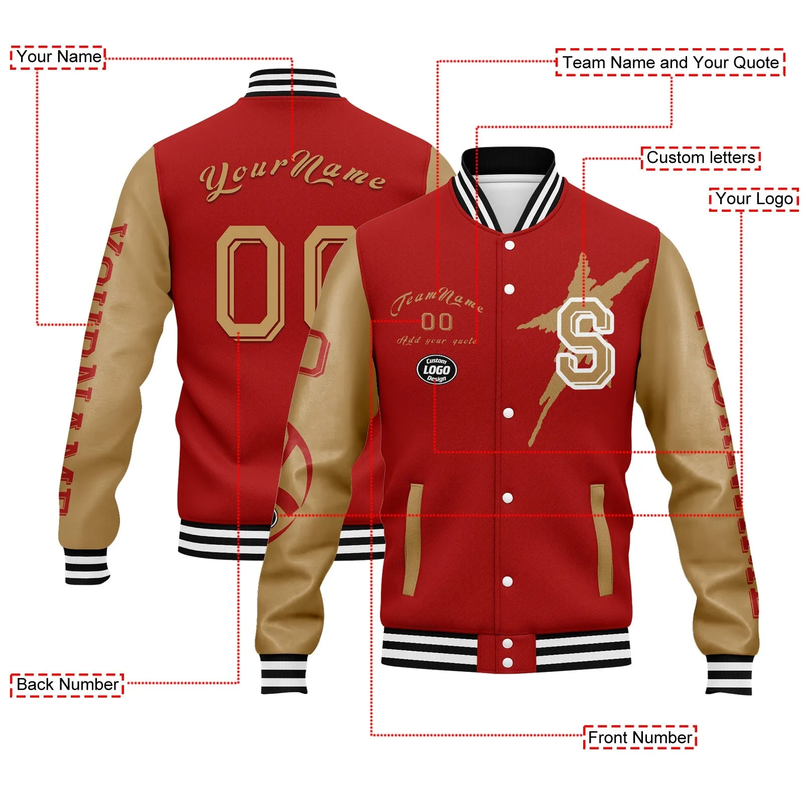 Gift Ideas,Custom Red Yellow San Francisco Jacket and Sports Shoes Combo Offer Personalized Combo ZH-D020294-25