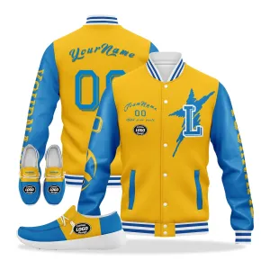 Gift Ideas,Custom Yellow Blue Los Angeles Jacket and Sports Shoes Combo Offer Personalized Combo ZH-D020294-22