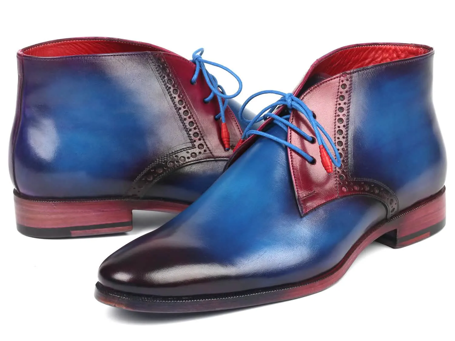 Handcrafted Blue & Purple Chukka Boots for Men by Paul Parkman