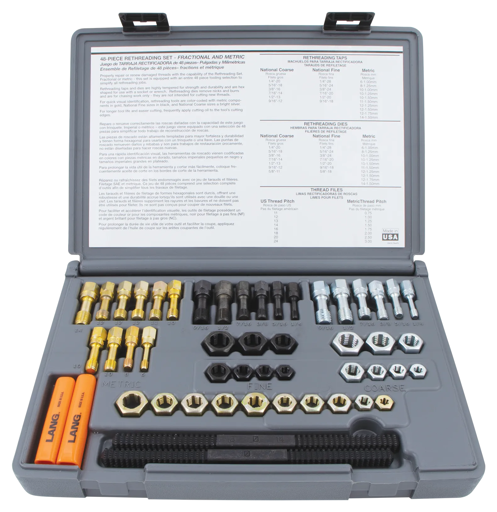 Lang 971 48 Piece SAE / Metric Master Rethreader Kit