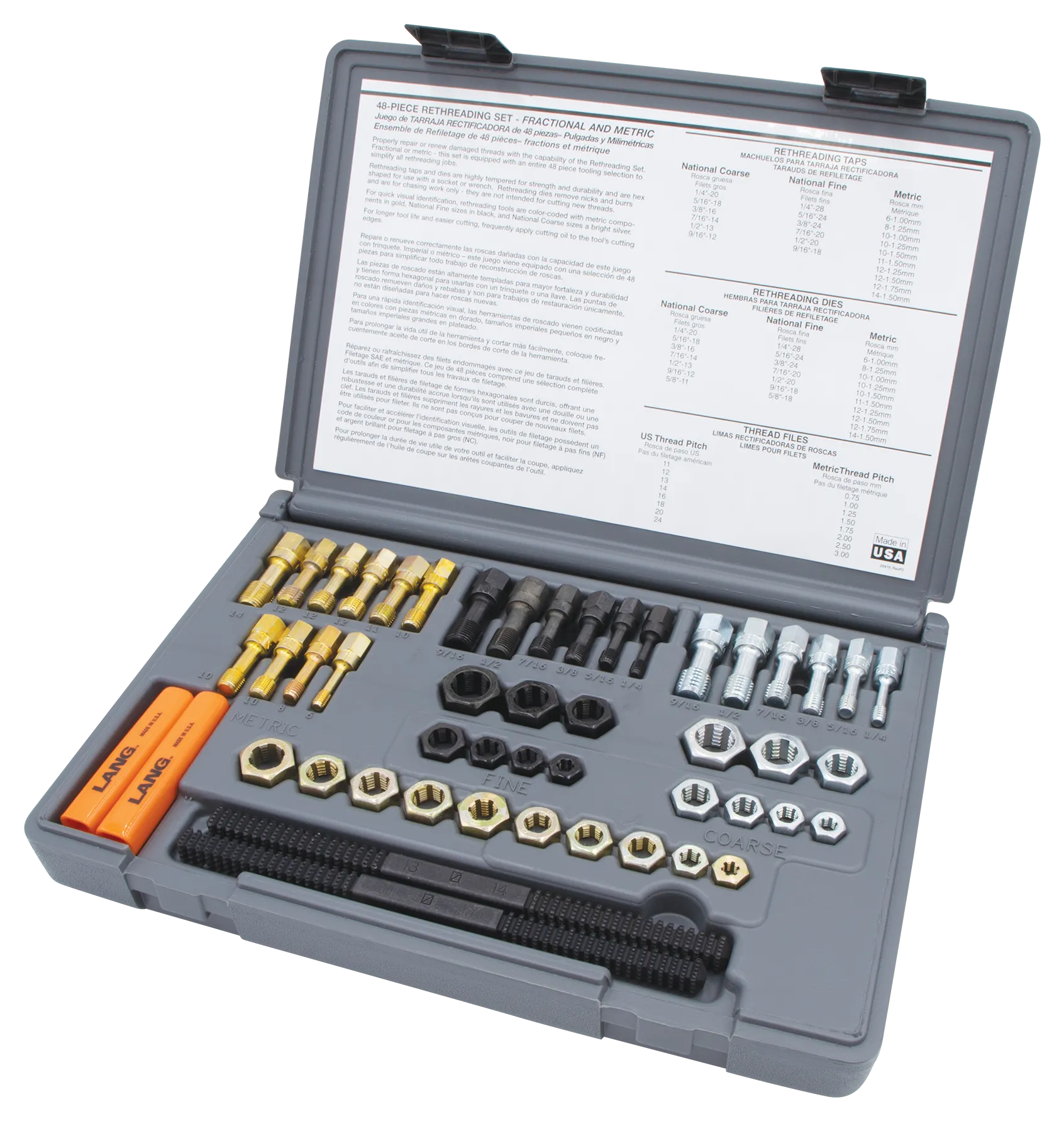 Lang 971 48 Piece SAE / Metric Master Rethreader Kit