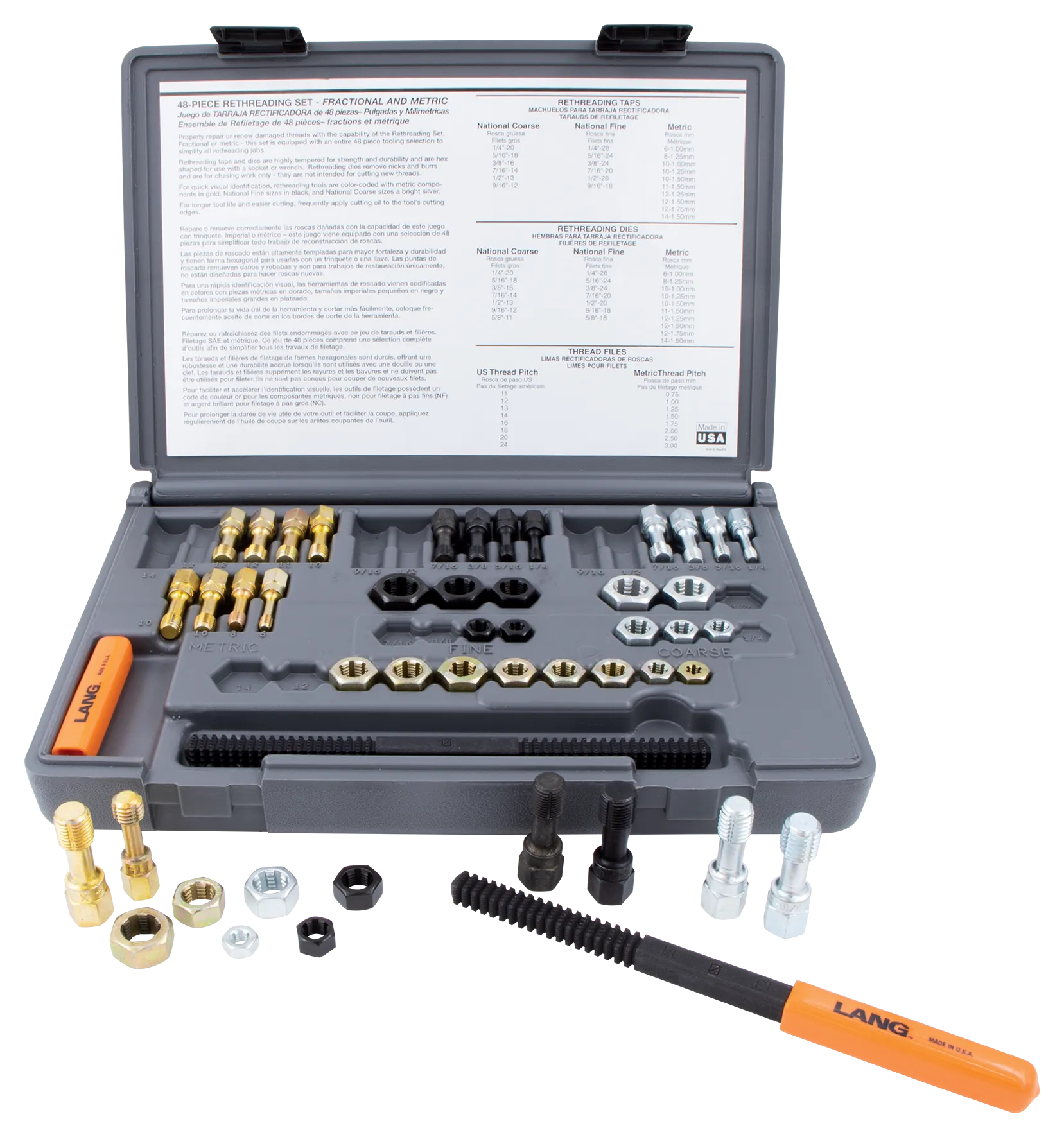 Lang 971 48 Piece SAE / Metric Master Rethreader Kit