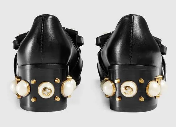Leather Studded Mid-Heel Loafer
