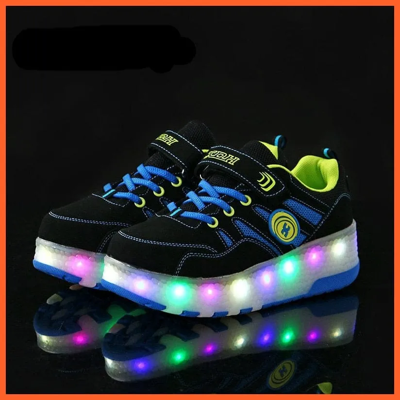 Led Light Up Shoes With Two Wheels For Children