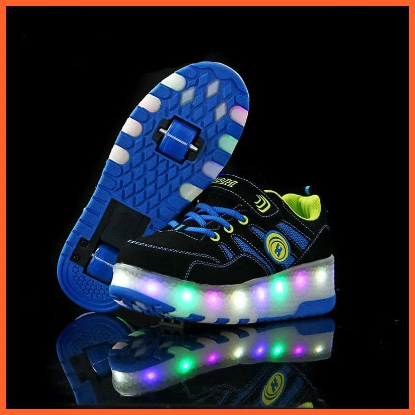 Led Light Up Shoes With Two Wheels For Children