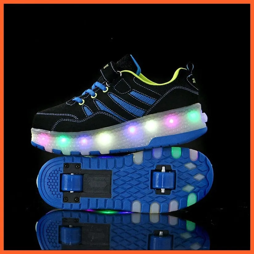 Led Light Up Shoes With Two Wheels For Children