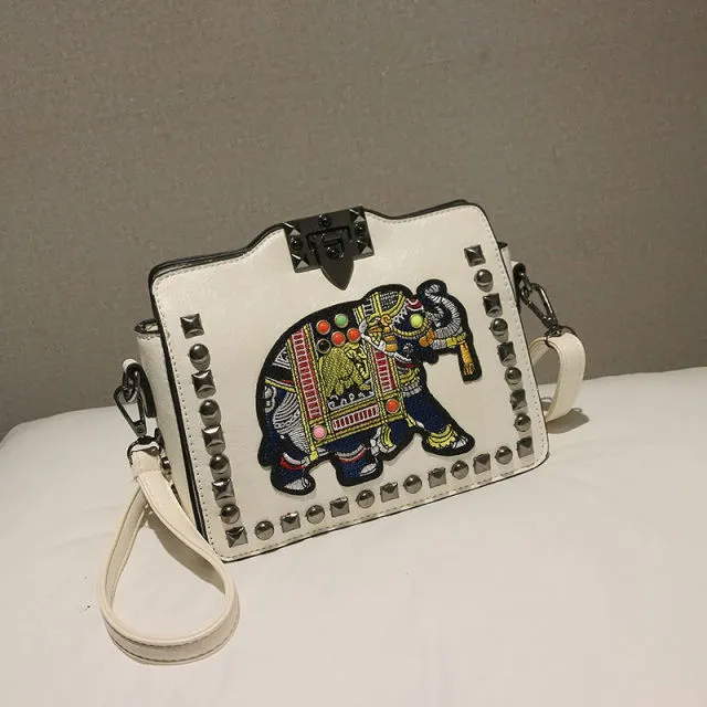 Leroy Women's Embroidered Synthetic Leather Handbag