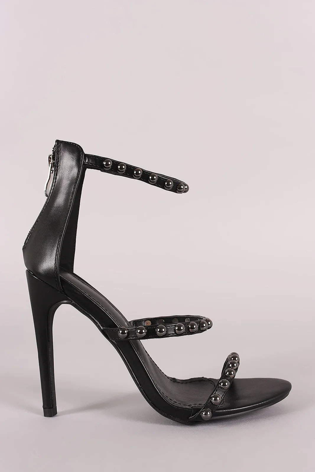 Liliana Studded Open Toe Triple Straps Heel