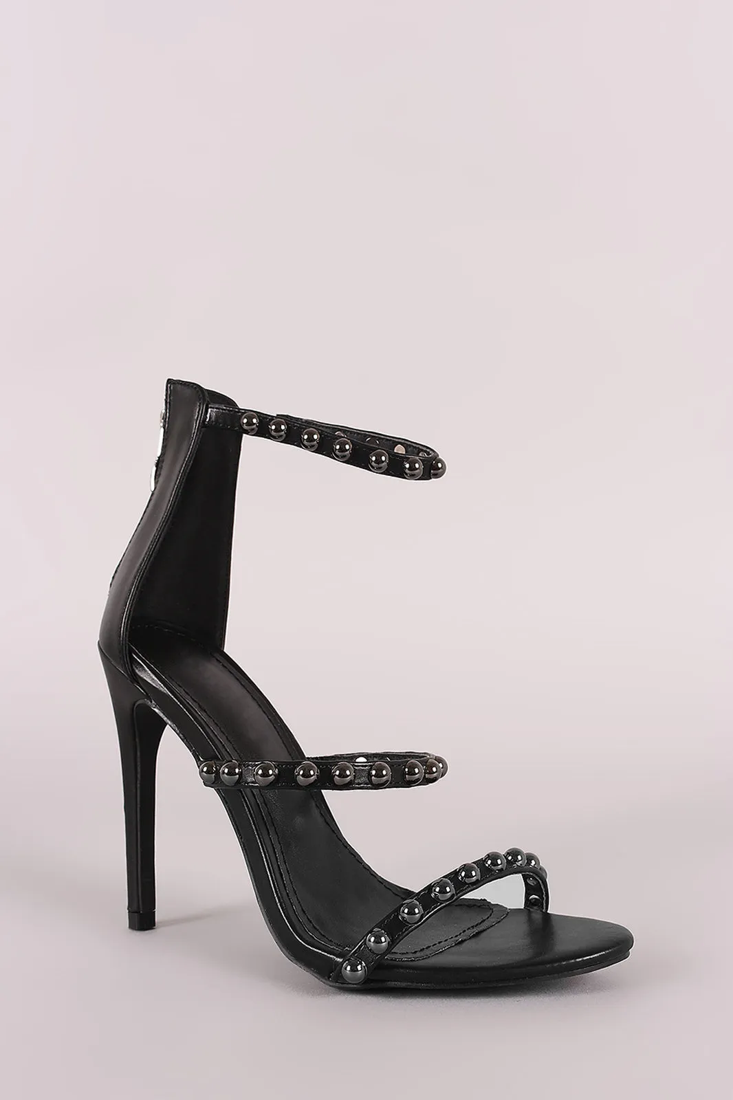Liliana Studded Open Toe Triple Straps Heel