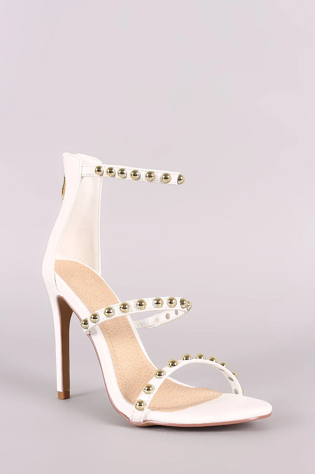 Liliana Studded Open Toe Triple Straps Heel