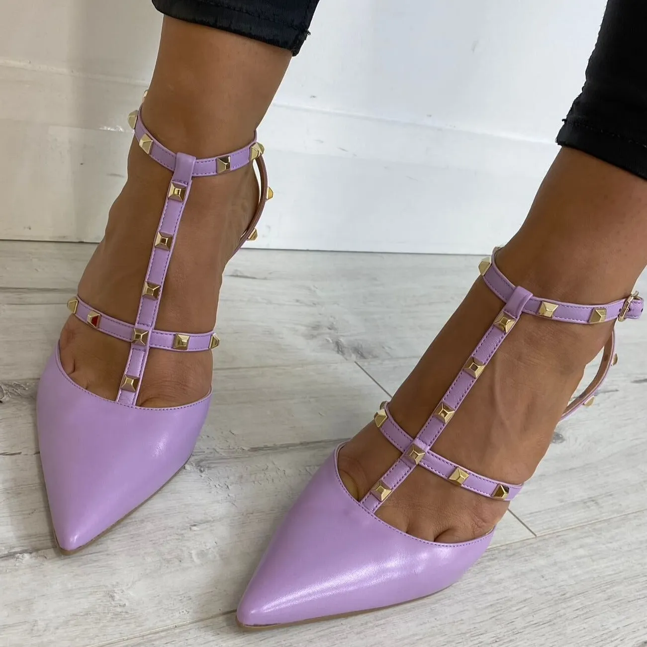Lodi Sofia Studded Stiletto Shoes - Lilac
