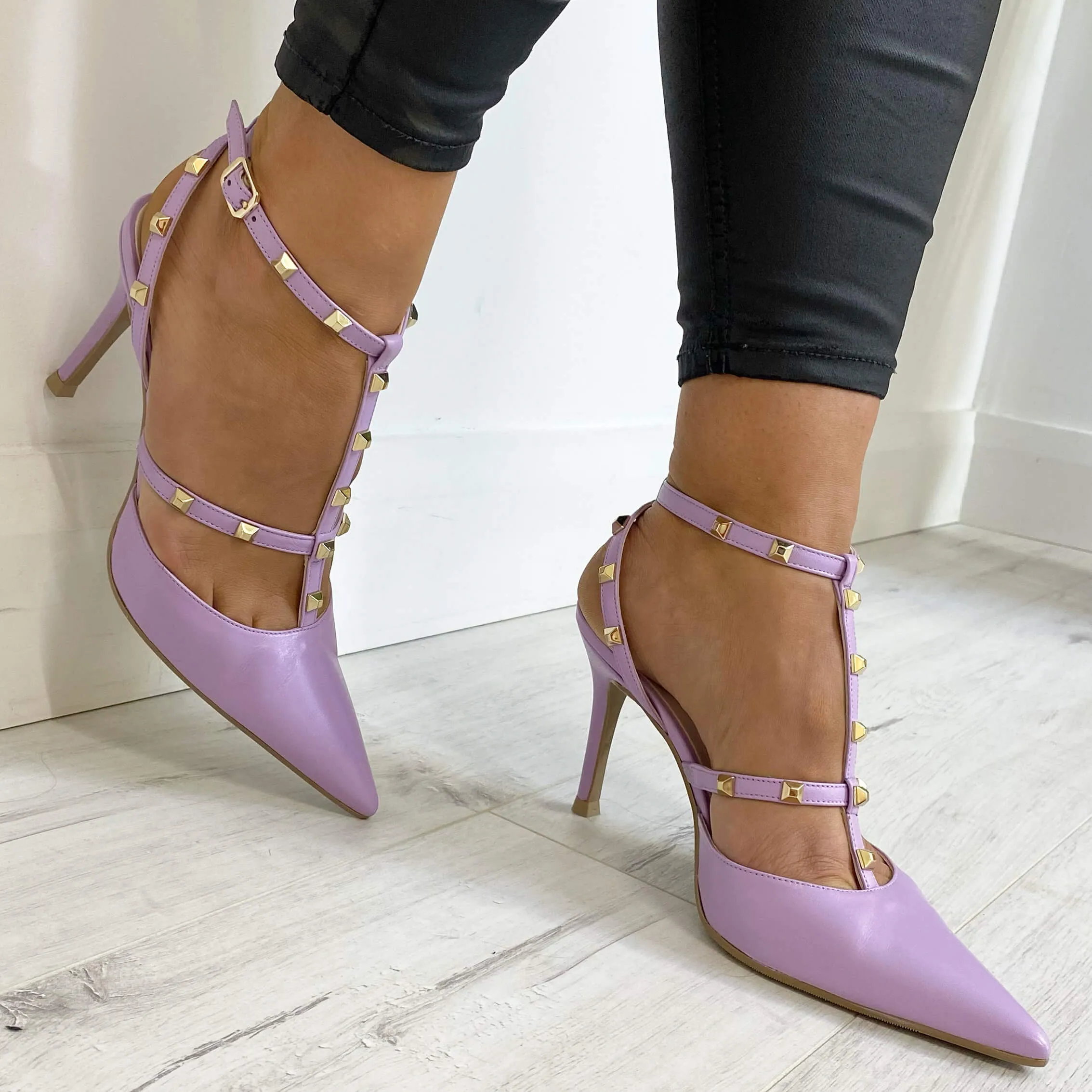 Lodi Sofia Studded Stiletto Shoes - Lilac