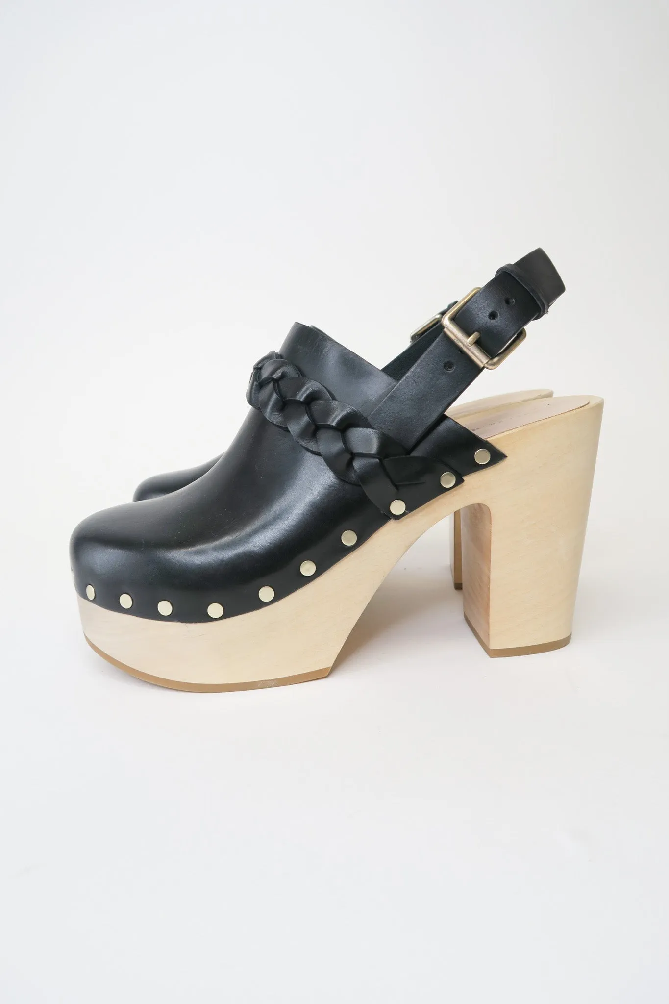 Loeffler Randall Leather Studded Accents Slingback Clogs sz 6