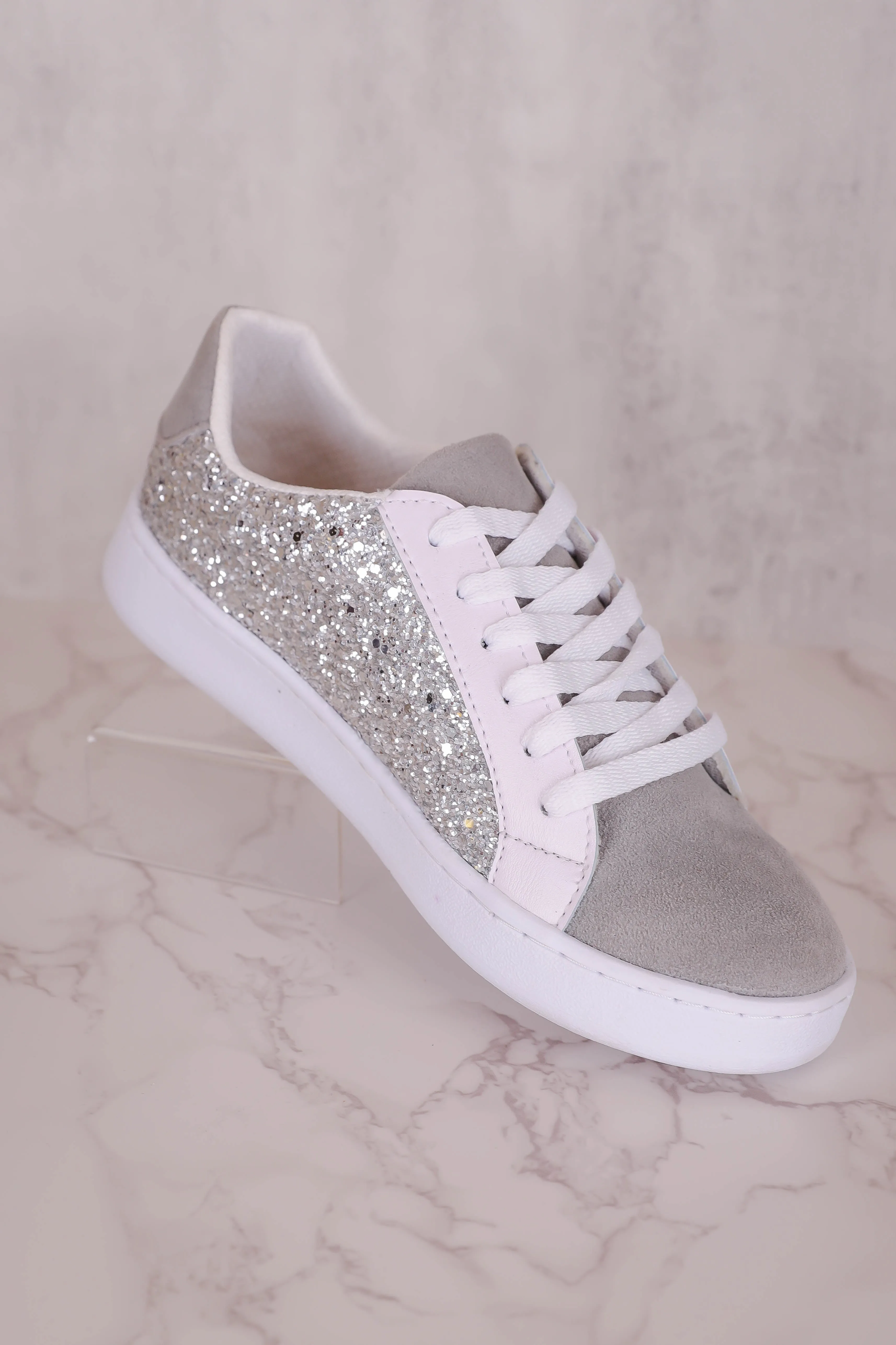 Mallory Glitter Sneakers-Silver