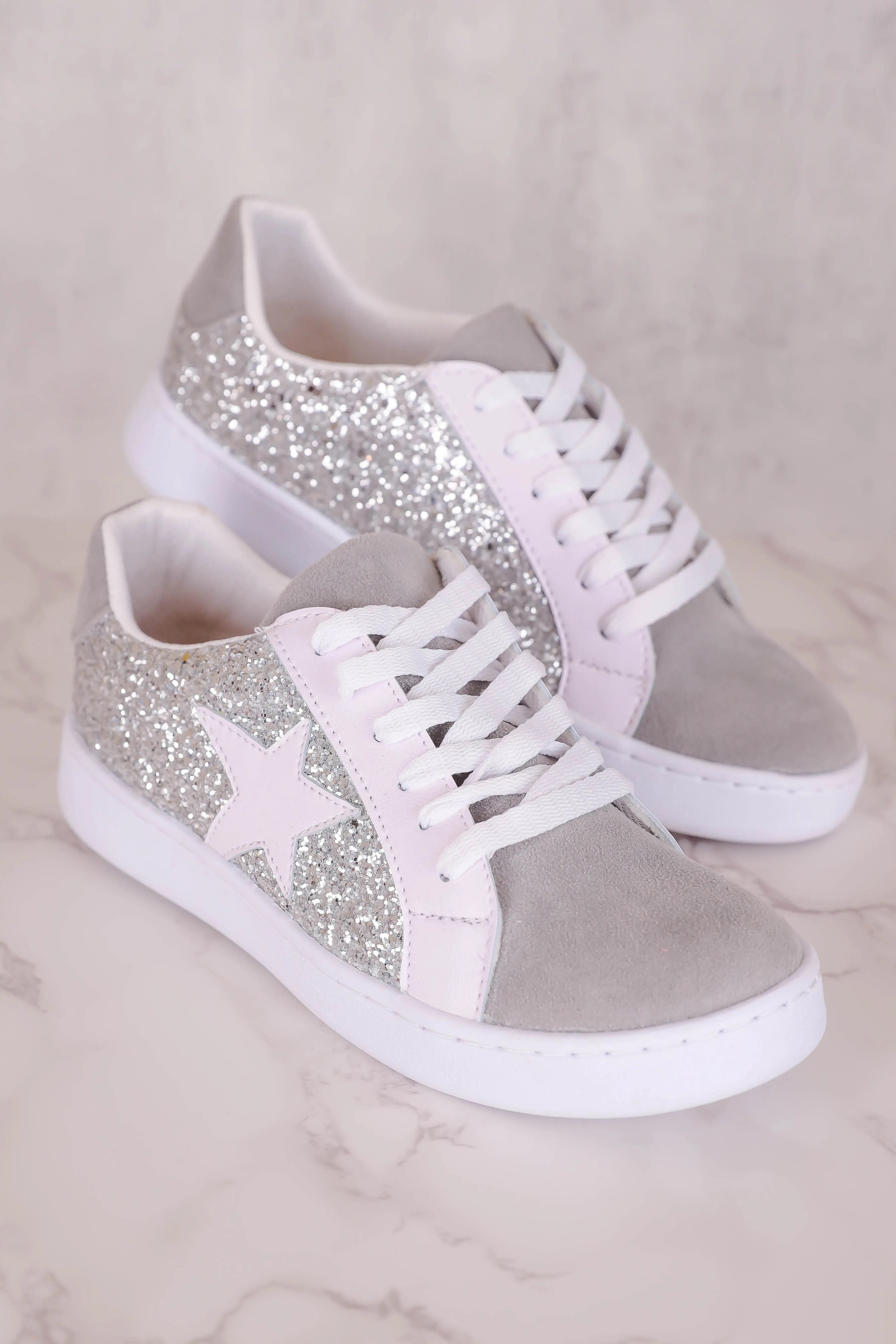 Mallory Glitter Sneakers-Silver