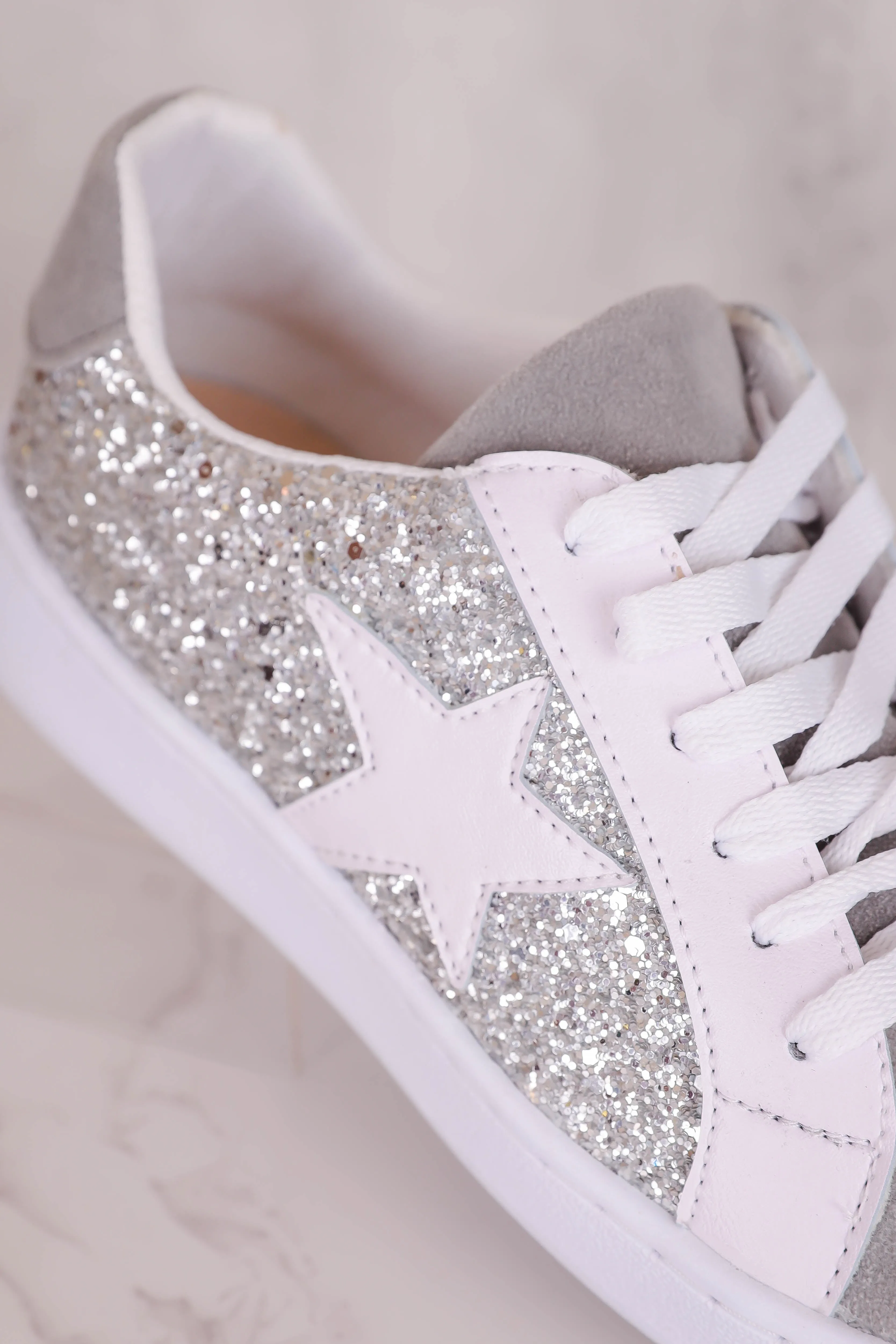Mallory Glitter Sneakers-Silver