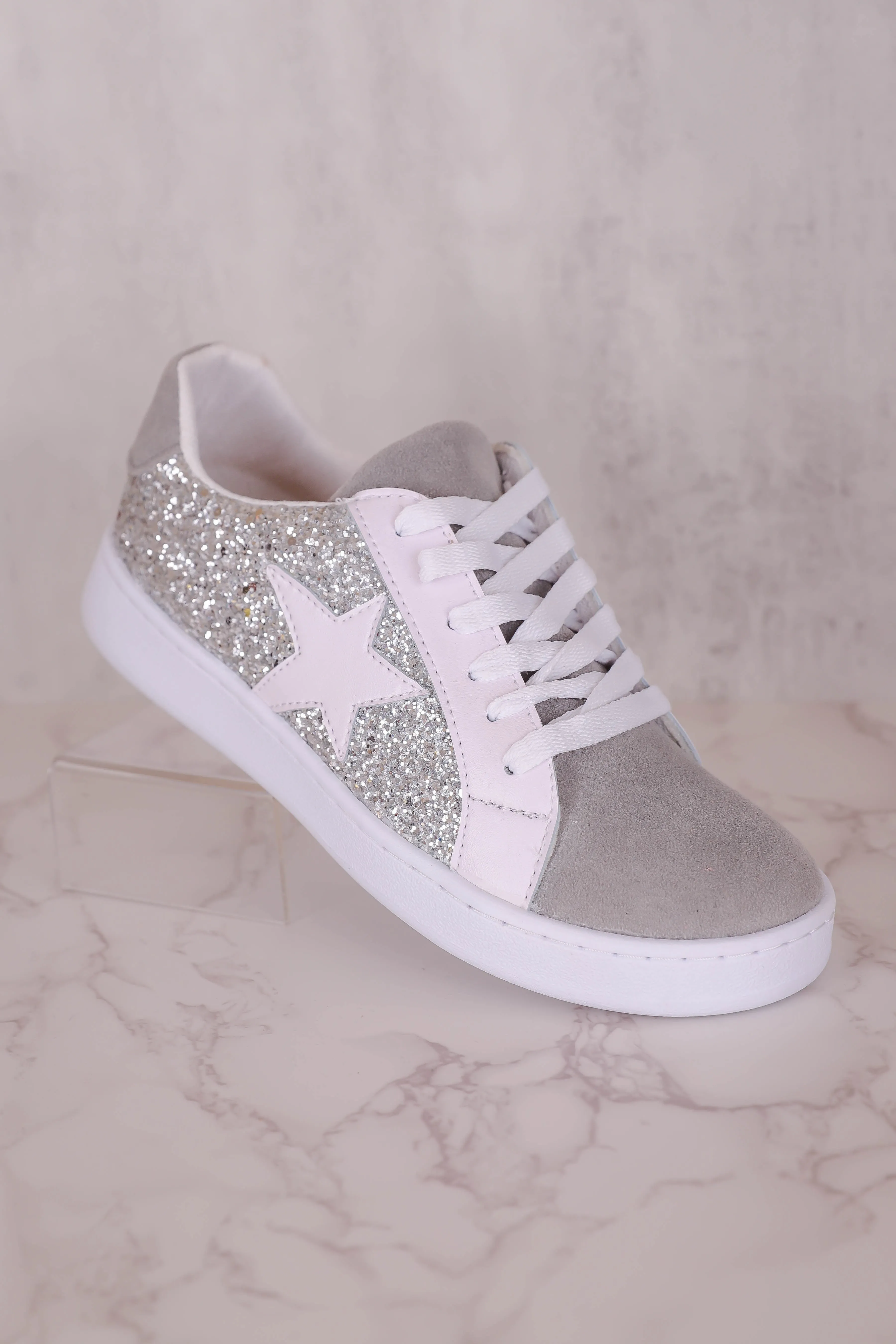 Mallory Glitter Sneakers-Silver