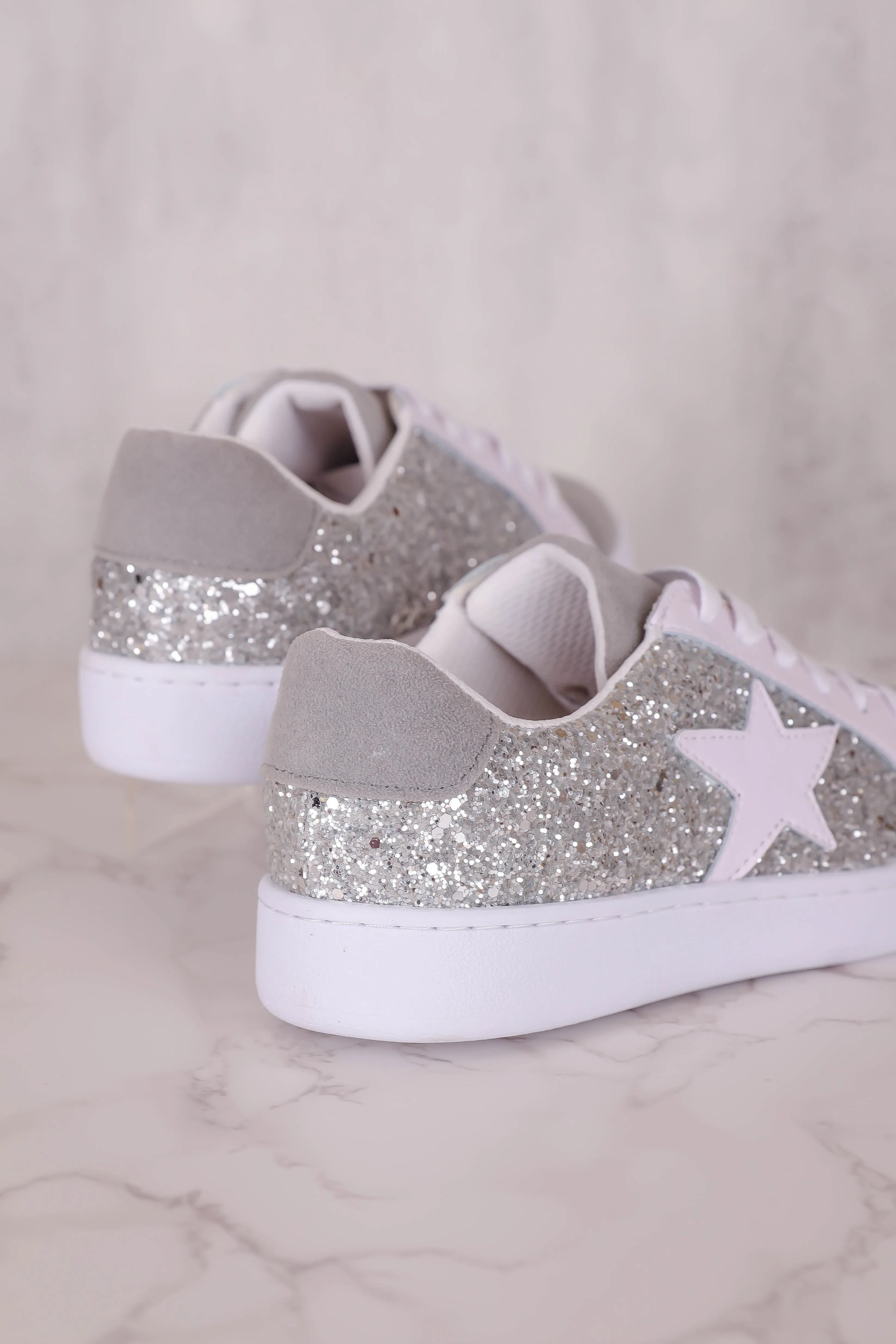 Mallory Glitter Sneakers-Silver