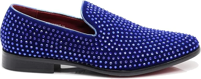 Men's Gold Velvet Rhinestone Studded Designer Shoes