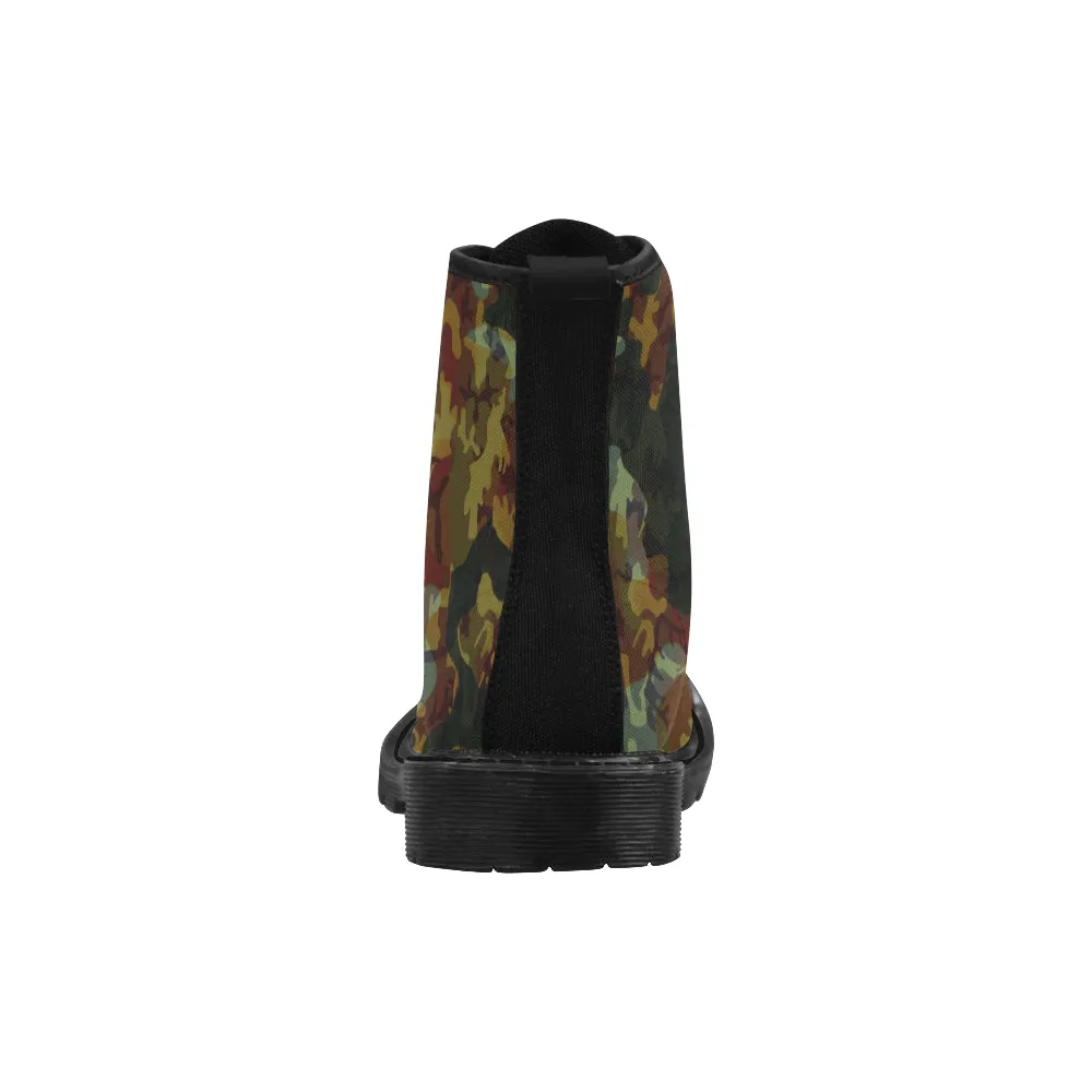 Men's Military Camouflage Print Canvas Boots