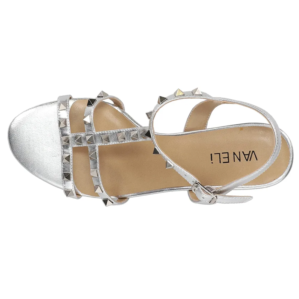 Midge Metallic Studded Slingback Sandals