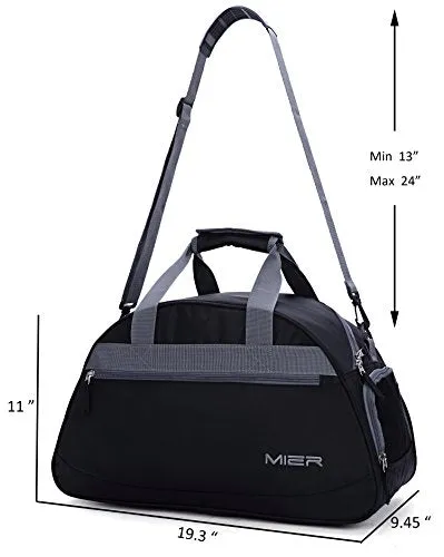 Mier 20Inch Sports Gym Bag Travel Duffel Bag With Shoes Compartment For Women And Men(Black)