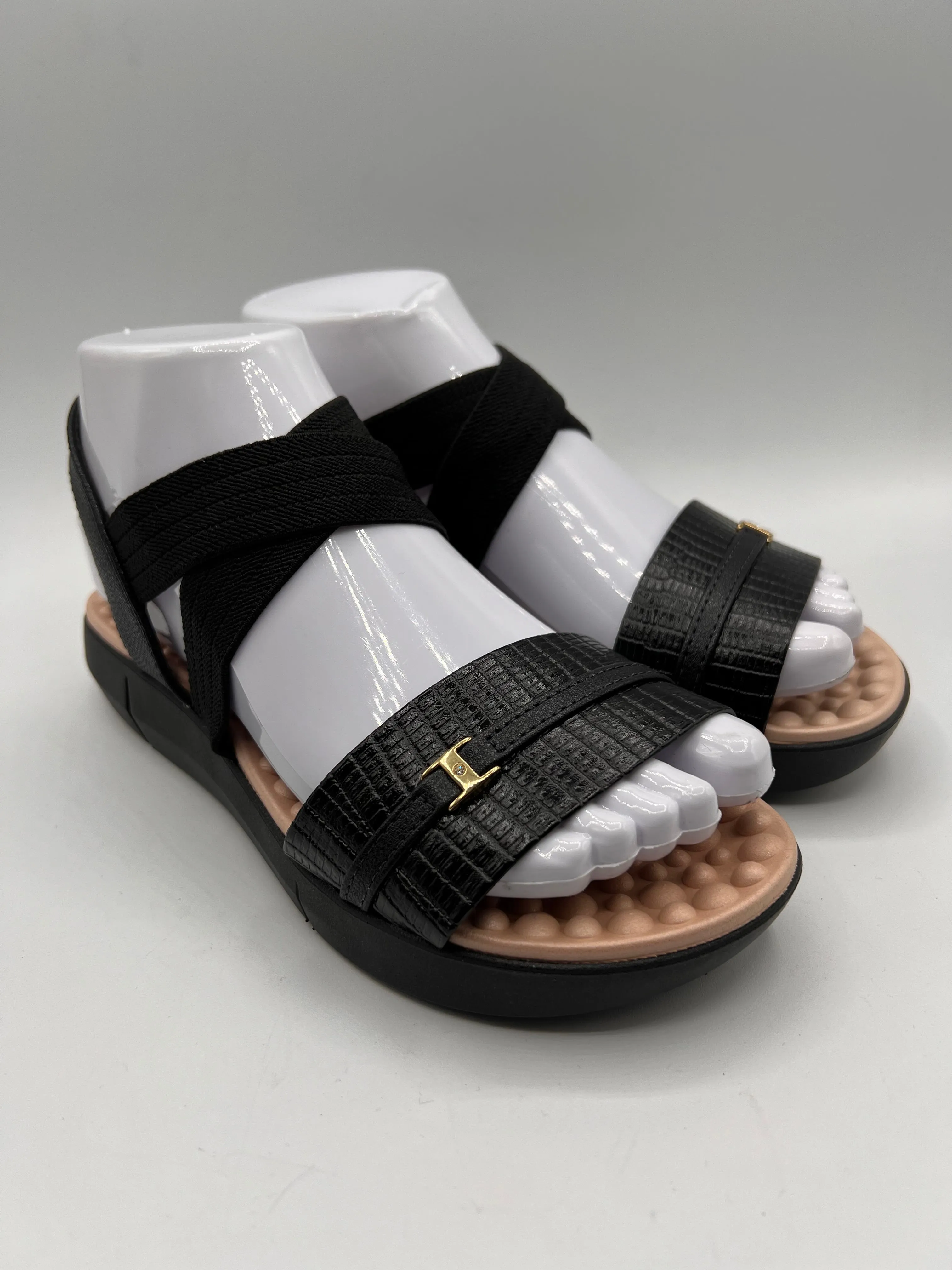 Modare Ladies Comfort Elastic Strap Thick Textured Sole Sandals