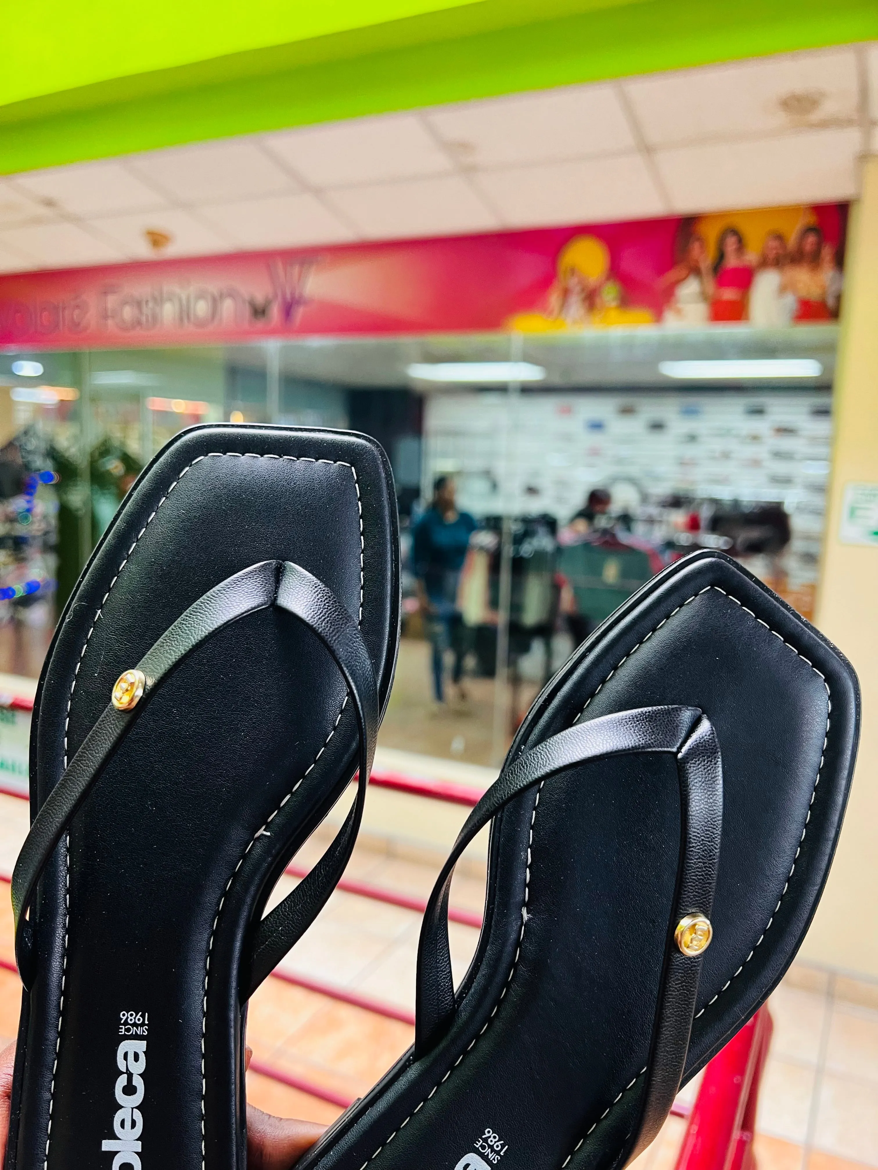 Moleca Sleek Black Strappy Comfort Sandals with Golden Accent