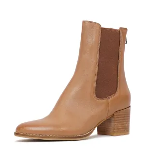 Mycah Cognac Leather Ankle Boots