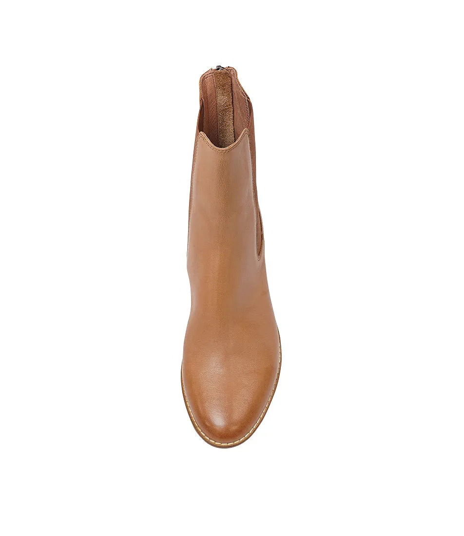 Mycah Cognac Leather Ankle Boots