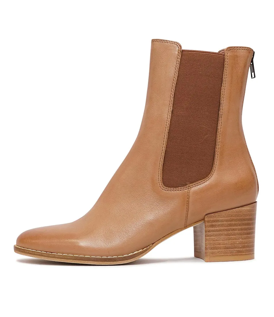 Mycah Cognac Leather Ankle Boots