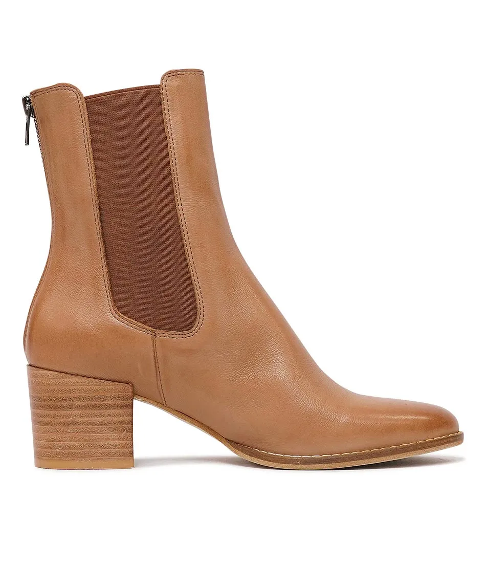 Mycah Cognac Leather Ankle Boots