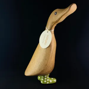 Nelson - Hand-carved and Hand-painted Bamboo Duck with Polka Dot Boots