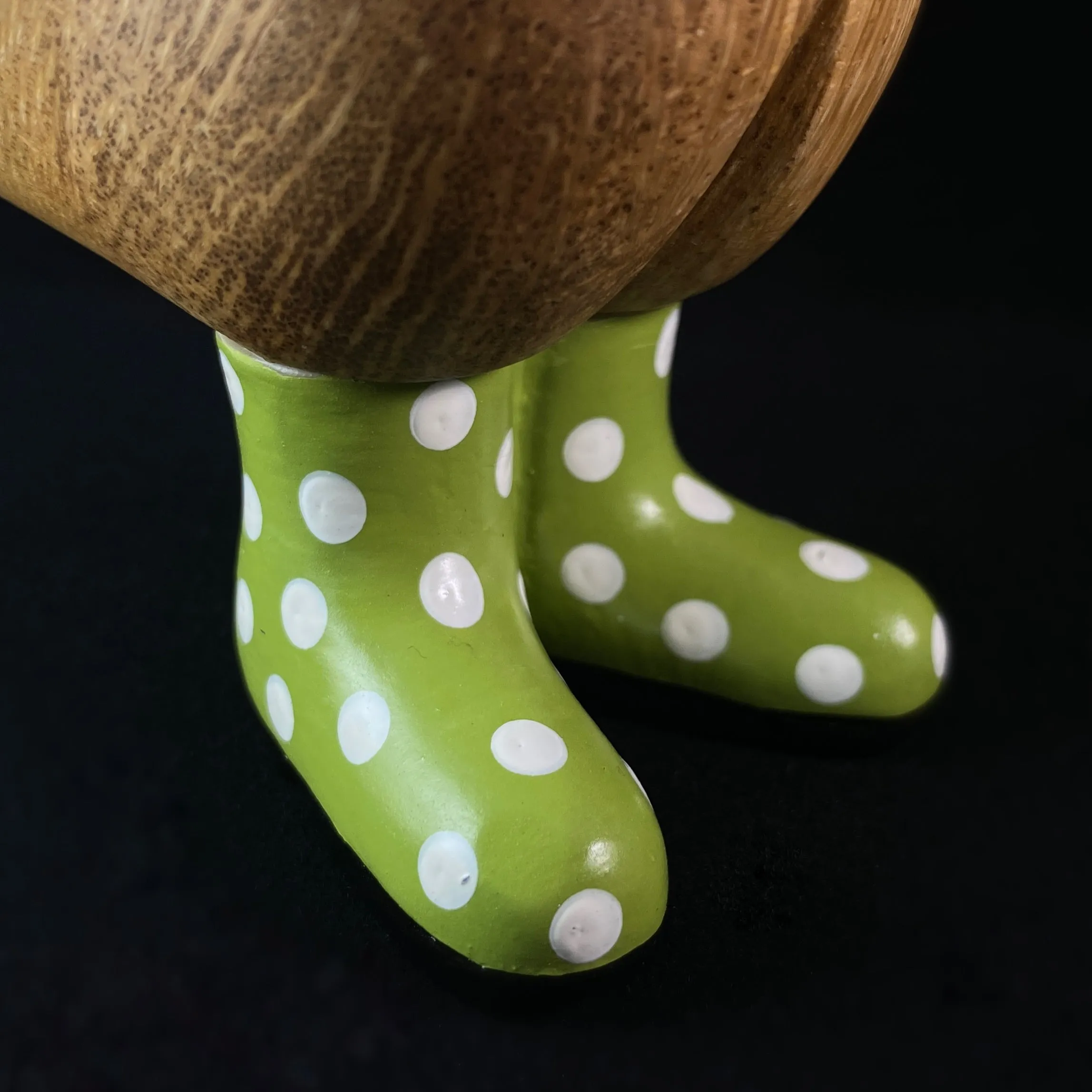 Nelson - Hand-carved and Hand-painted Bamboo Duck with Polka Dot Boots