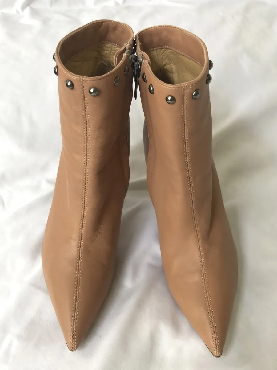 Ninalilou Size 7.5 Italian Luxury Tan Studded Boots - RARE!