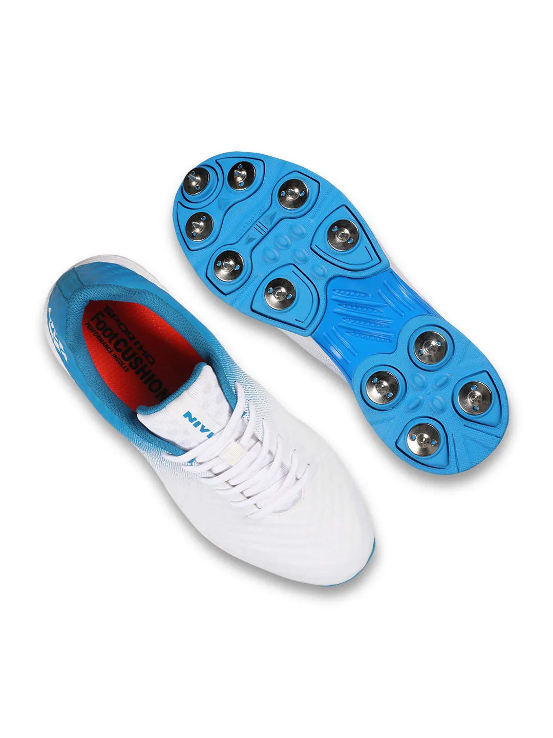 NIVIA crick-1000 (Bowling) Cricket Shoes for Men (Aster Blue/White)