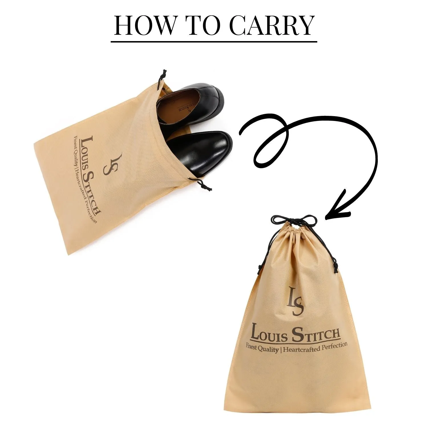 Non Woven Shoe Bag Pack Of  6 Beige Plain & See-Thru