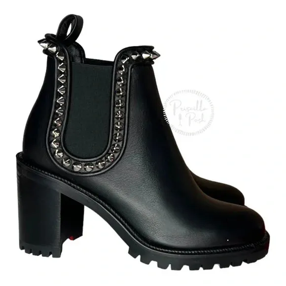 NWB Christian Louboutin Capahutta 70 Spiked Leather Chelsea Boots Size 39