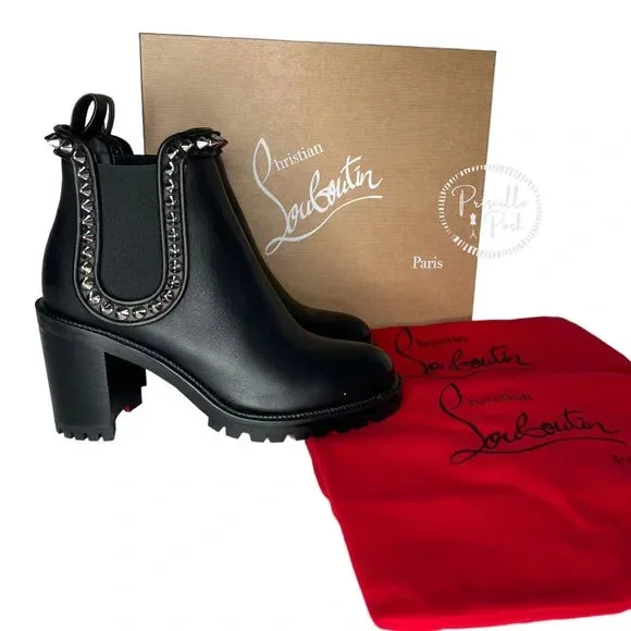 NWB Christian Louboutin Capahutta 70 Spiked Leather Chelsea Boots Size 39