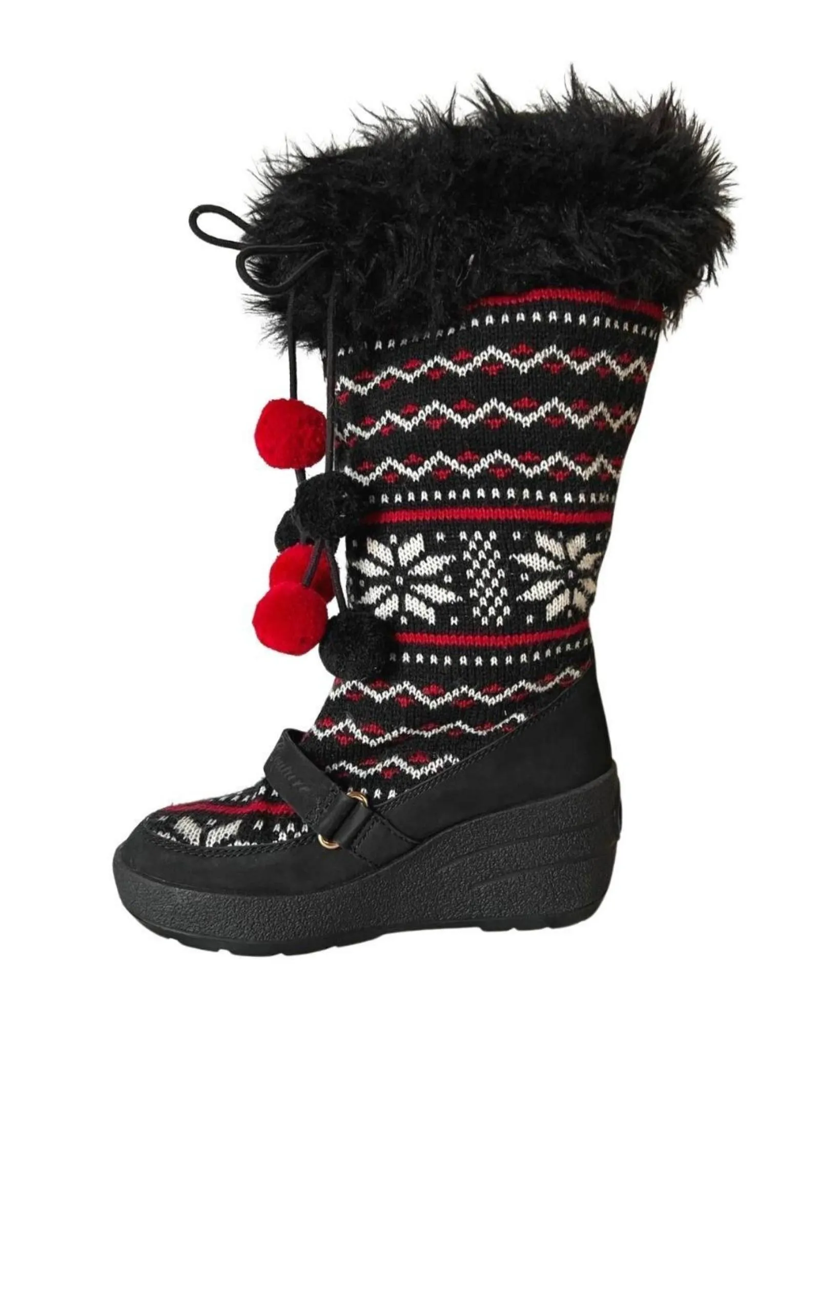 Red Black White Tall Snow Boots