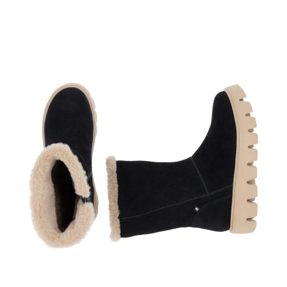 Rieker W2072-00 Ladies Black Suede Side Zip Ankle Boots
