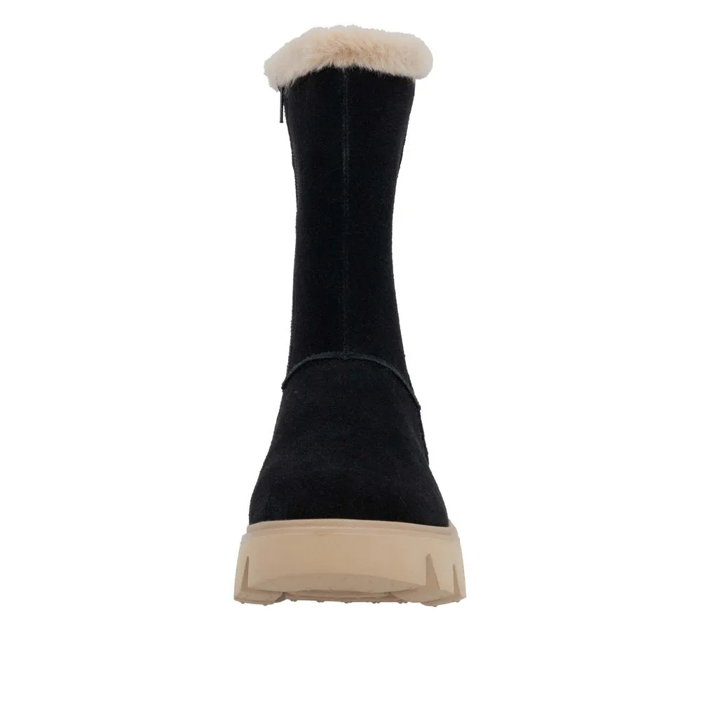 Rieker W2072-00 Ladies Black Suede Side Zip Ankle Boots