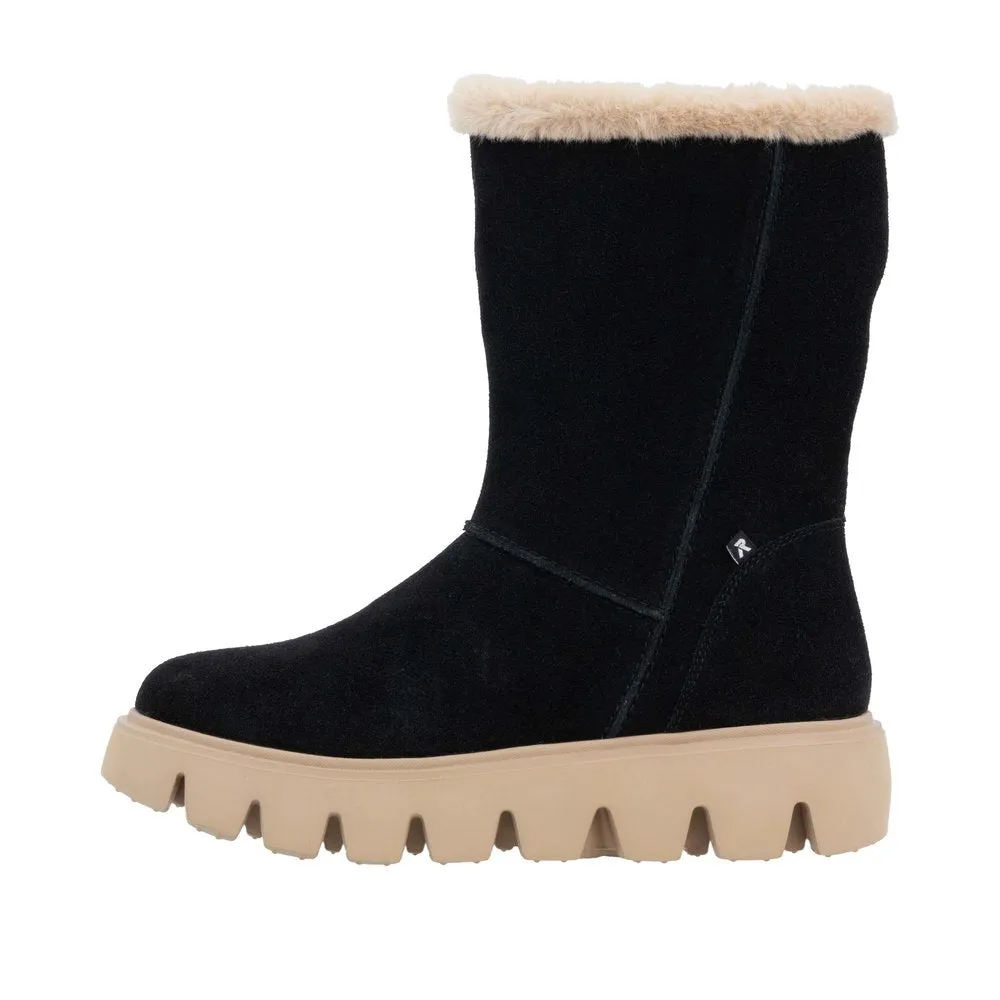 Rieker W2072-00 Ladies Black Suede Side Zip Ankle Boots