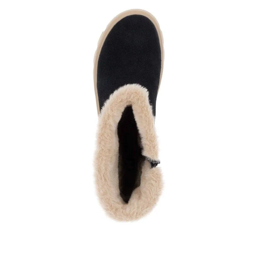 Rieker W2072-00 Ladies Black Suede Side Zip Ankle Boots